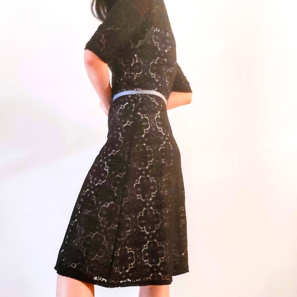 Weston Wear Black Lace Half-Sleeve Midi Cocktail Dress - Picture 3 of 5